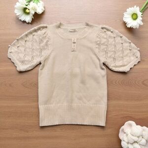 Anthropologie Cream White Knit Sweater